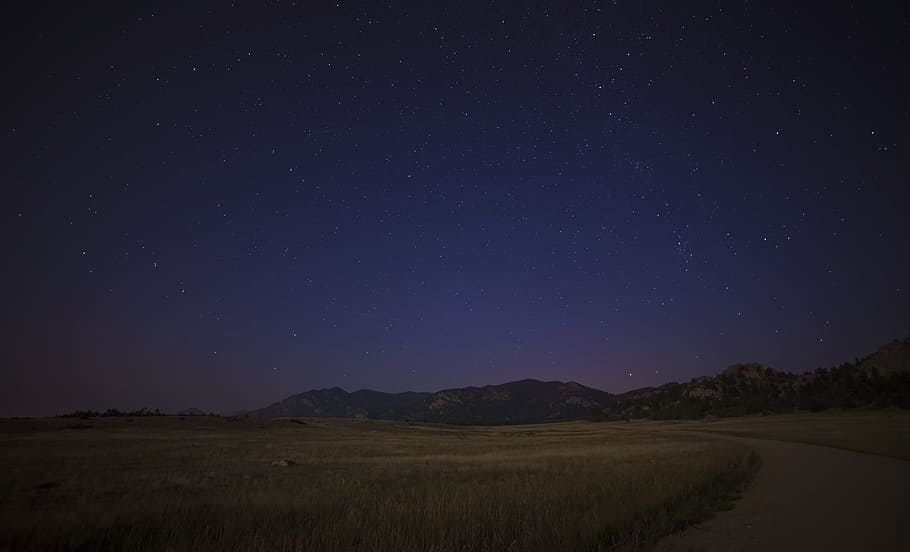 mountain under star sky, stars, starry, night, nature, landscape HD wallpaper
