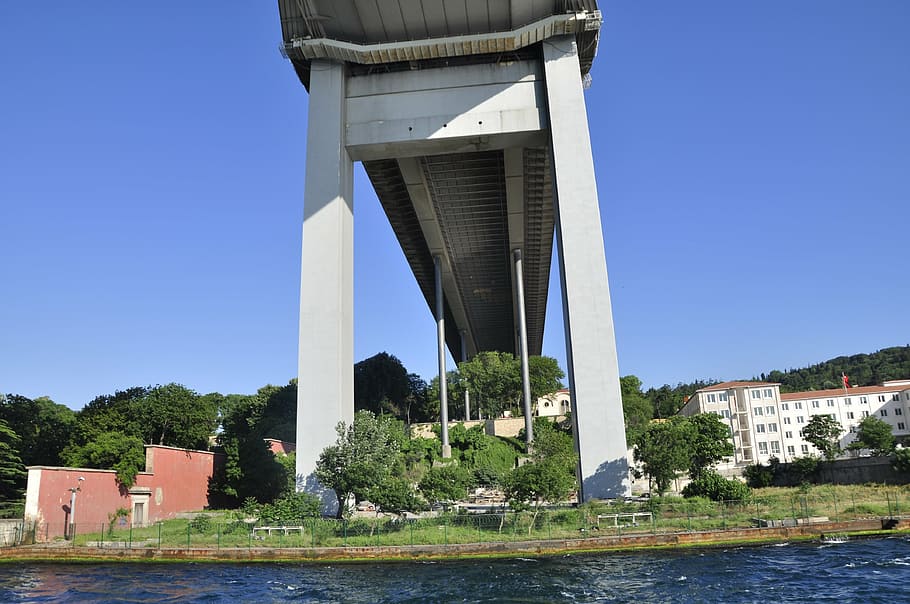 istanbul, bosphorus bridge, alt image, water, built structure, HD wallpaper