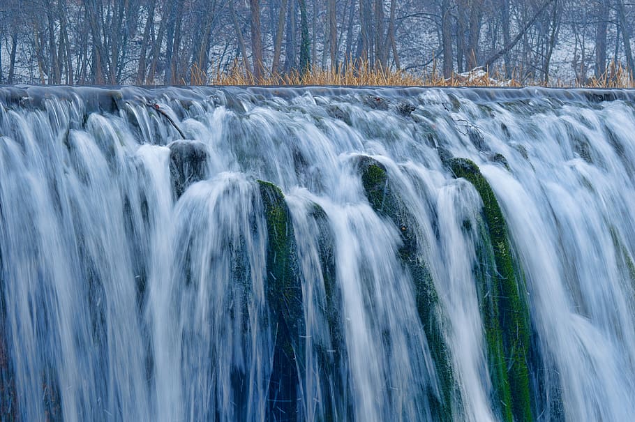 cascade, ice, water, cold, winter, stream, nature, river, landscape HD wallpaper
