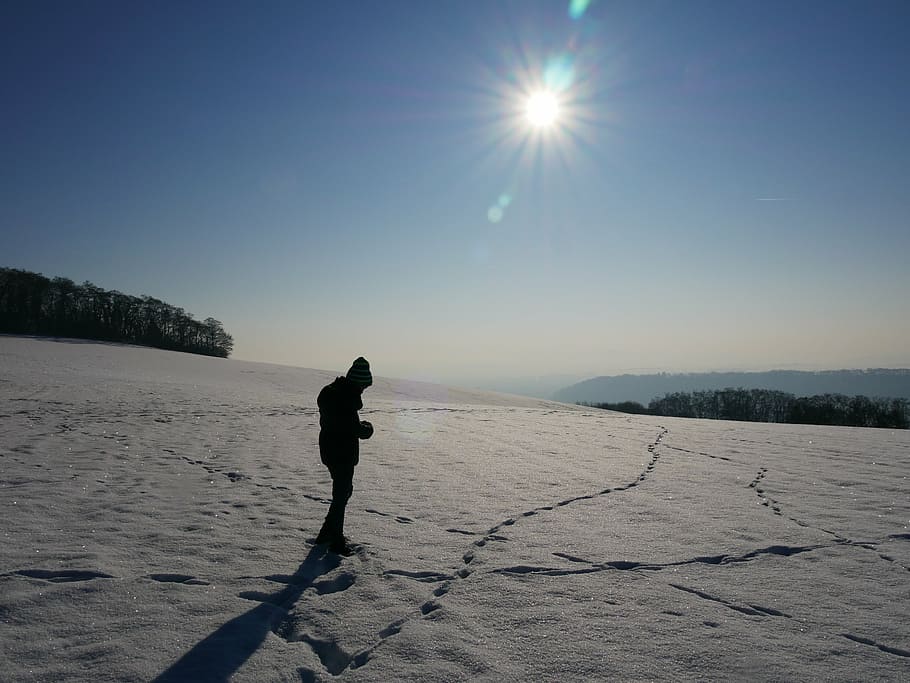 snow, alone, landscape, cold, snowy, lonely, deep snow, trace HD wallpaper