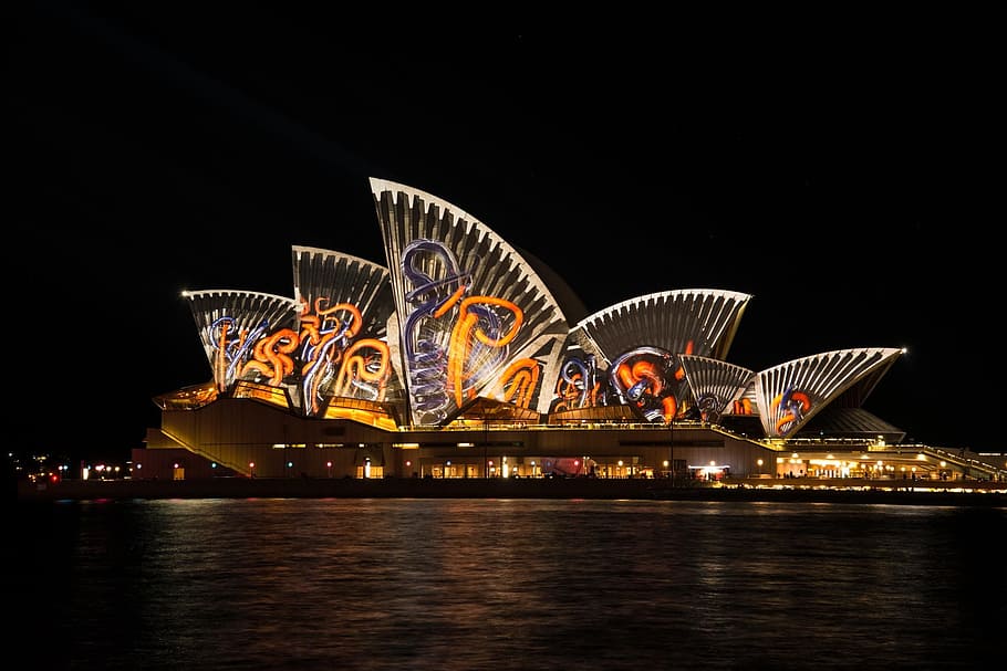Sydney Opera House near body of water during night time, Sydney Australia, HD wallpaper