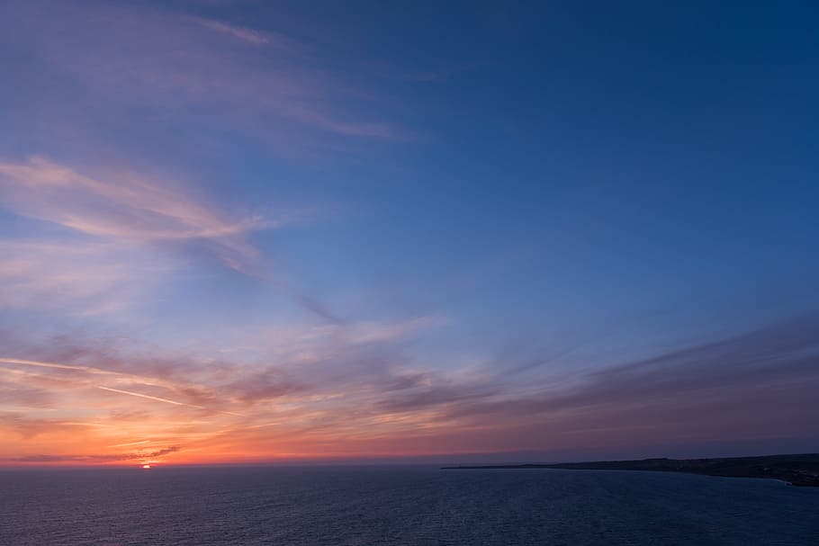 areal photography of clouds, sky, ocean, sunset, sea, summer HD wallpaper