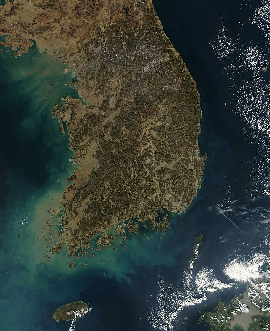 Satellite Image of South Korea, photos, geography, public domain, HD wallpaper
