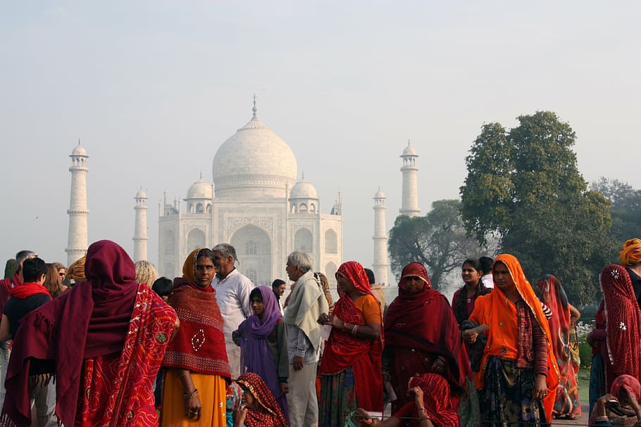 woman wearing red shawl, india, human, indians, people, colorful HD wallpaper