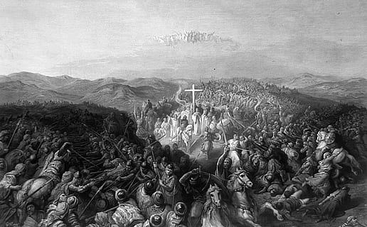 Battle of Ascalon engraving during the first Crusade, public domain HD wallpaper