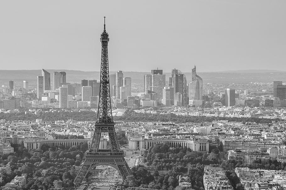 grayscale photography of Eiffel Tower, Paris, france, places of interest, HD wallpaper