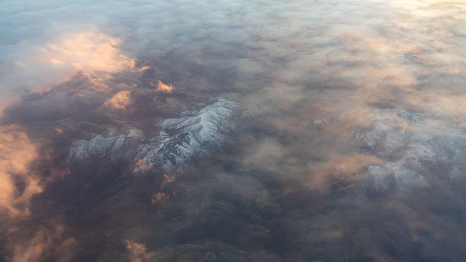 aerial photography of mountains, aerial photography of mountain alps HD wallpaper
