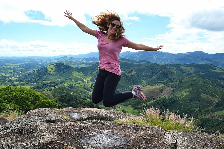 Freedom, Landscape, Jump, minas, joy, mount, top, walk, nature HD wallpaper