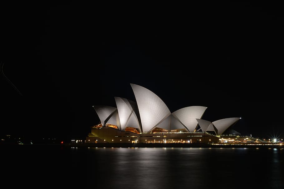 Online crop | HD wallpaper: sydney, opera house, night view ...