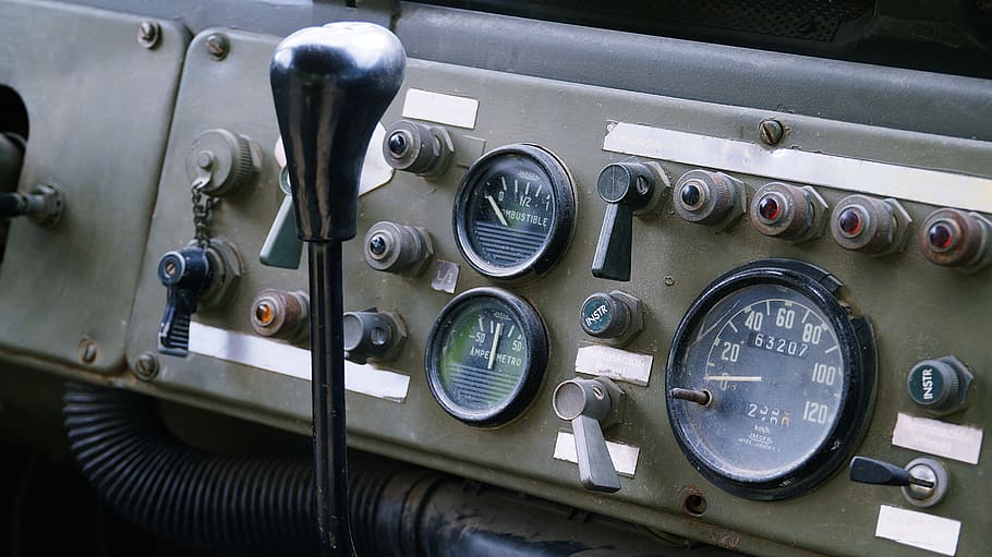 cockpit, clocks, jack, indicators, controls, old auto, oldtimer HD wallpaper
