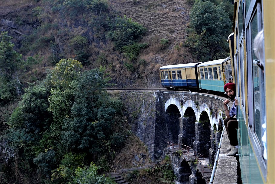 Train, Viaduct, Shimla, India, Travel, arches, transportation, HD wallpaper