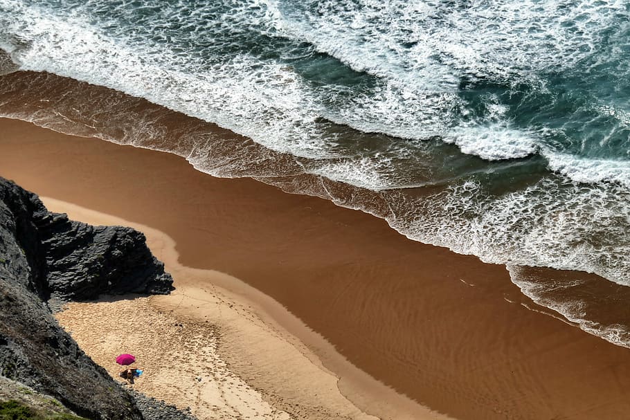 aerial view of body of water, aerial photography of body of water near shore HD wallpaper