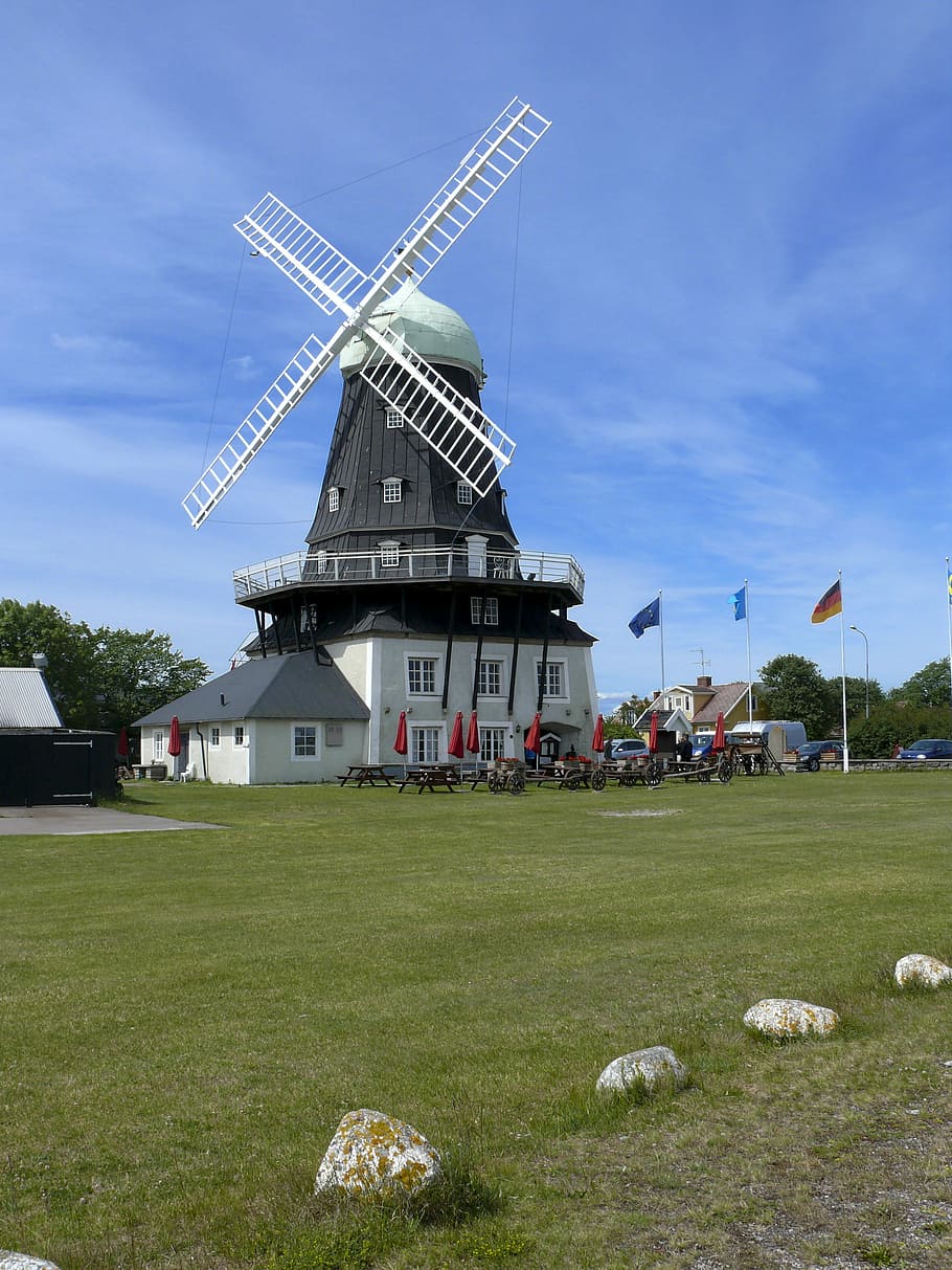 Mill, Öland, Sweden, öland, grass, architecture, built structure, HD wallpaper