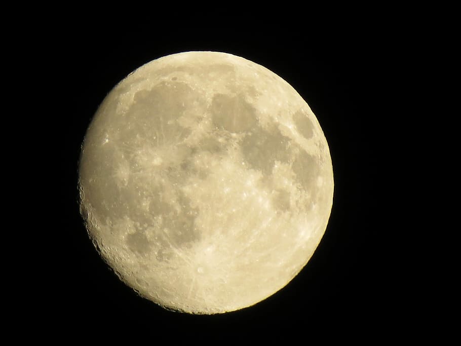 moon in space, selective focus photo of full moon, night, july 2017 HD wallpaper