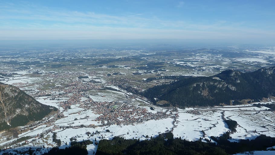 allgäu, pfronten, breitenberg, winter, view, panorama, snow HD wallpaper