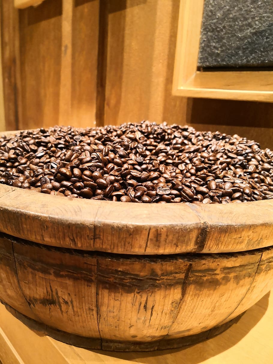 coffee grain, coffee bean, food and drink, wood - material HD wallpaper