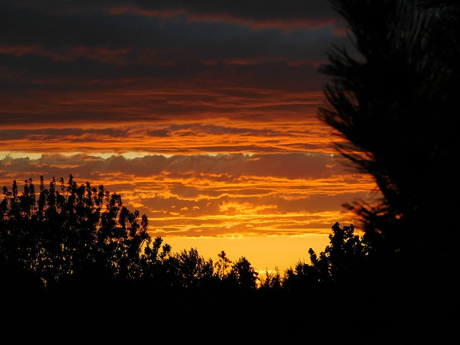 Sunset, Clouds, Orange, Nature, sky, evening, dawn, sky clouds HD wallpaper