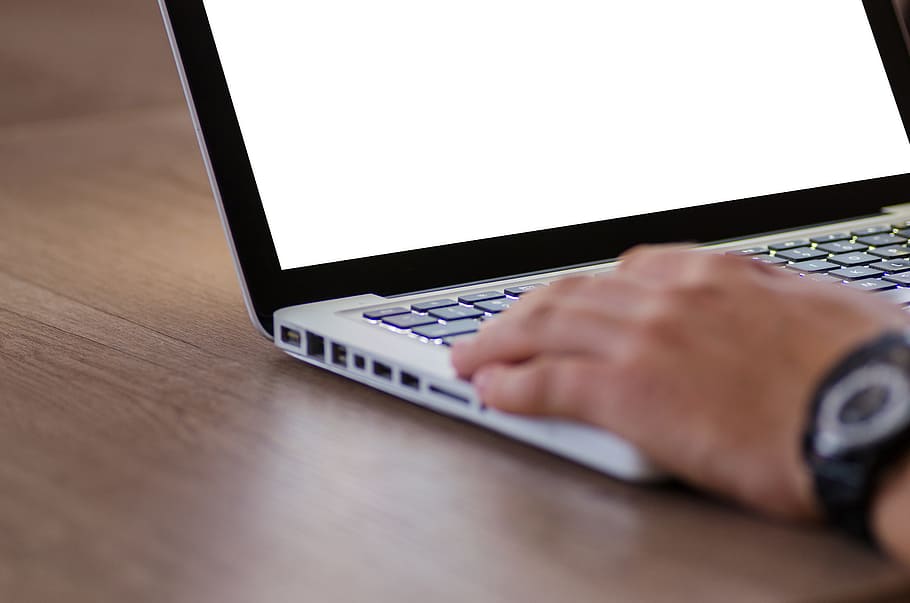 hand, apple, laptop, macbook, computer, device, electronics, keyboard HD wallpaper