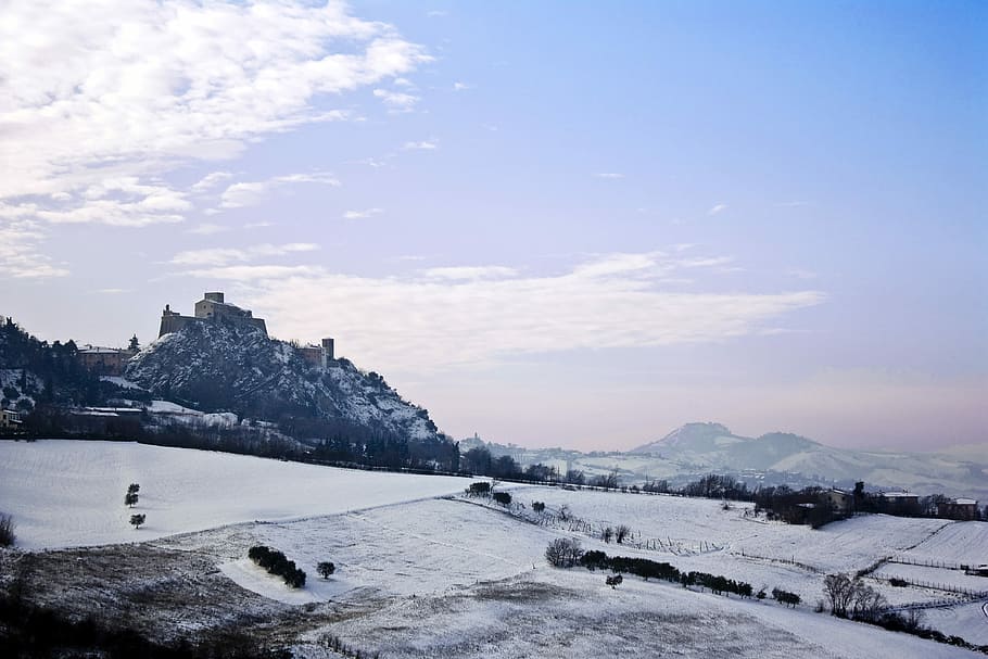 Verucchio, Snow, Landscape, Hill, Hills, romagna, rimini, valmarecchia, HD wallpaper