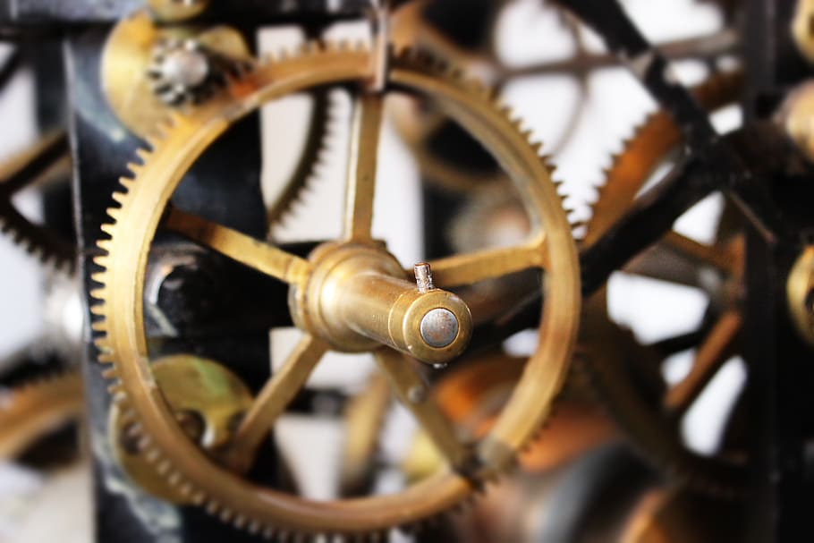 brown steel sprocket, movement, gear, historically, old, wheel HD wallpaper