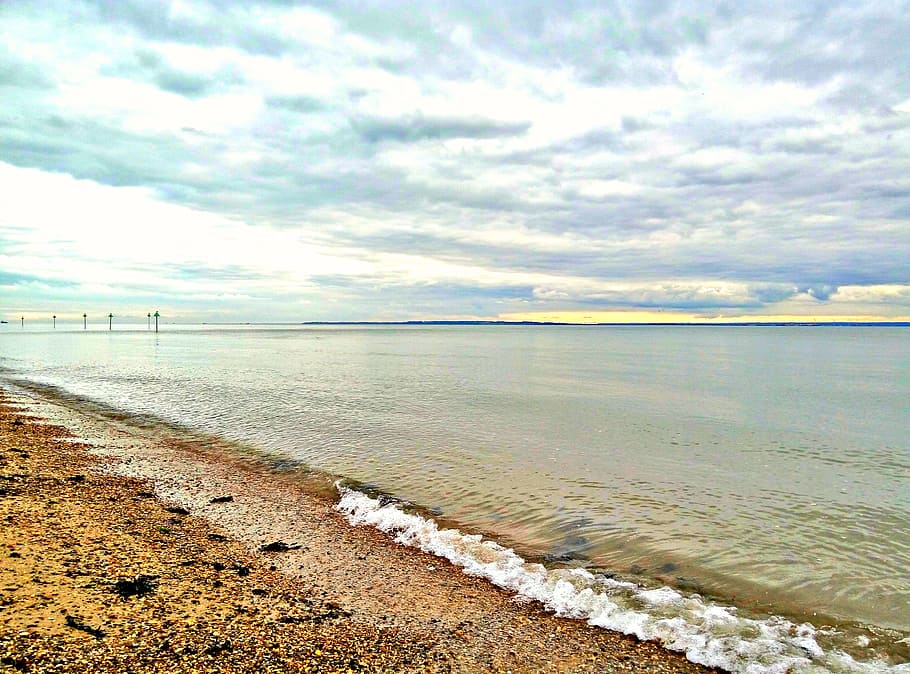 Time-lapse Photography of Seashore, beach, clouds, horizon, landscape HD wallpaper