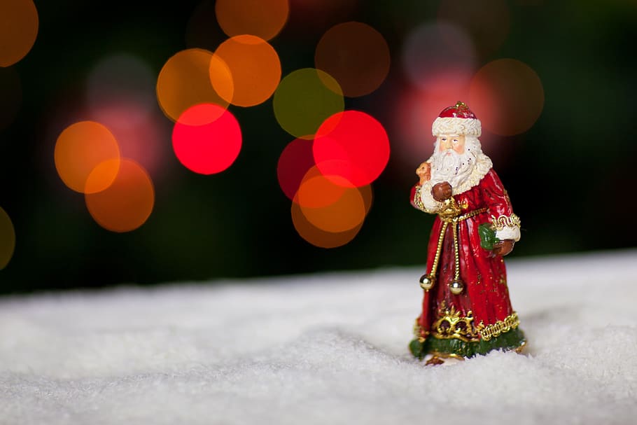 miniature Santa figurine, Christmas, Light, Man, Merry, claus HD wallpaper