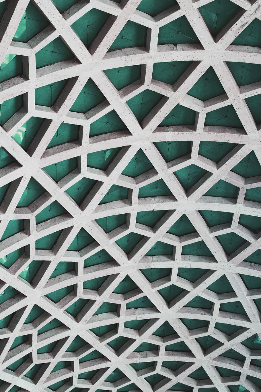 A meshwork of concrete support beams on a ceiling, untitled, pattern HD wallpaper