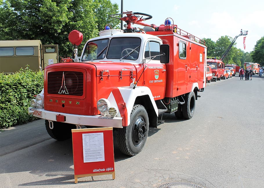 fire, oldtimer, fire truck, transportation, red, mode of transportation HD wallpaper