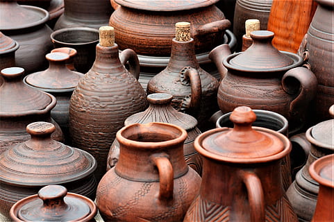 handmade, clay pot, pitcher, tableware, craft, pottery, art and craft HD wallpaper