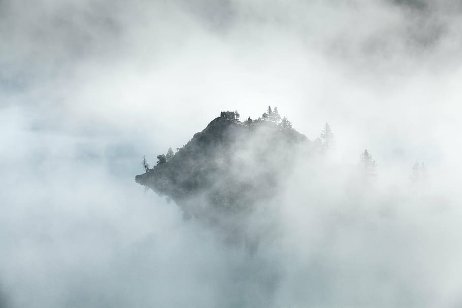untitled, clouds, fog, mist, mountain, mountain peak, nature HD wallpaper