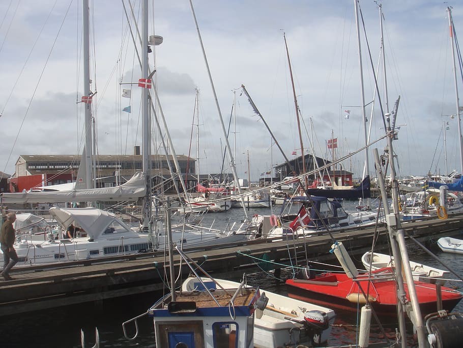 hundested, denmark, boats, harbor, harbour, port, sailing, fishing HD wallpaper