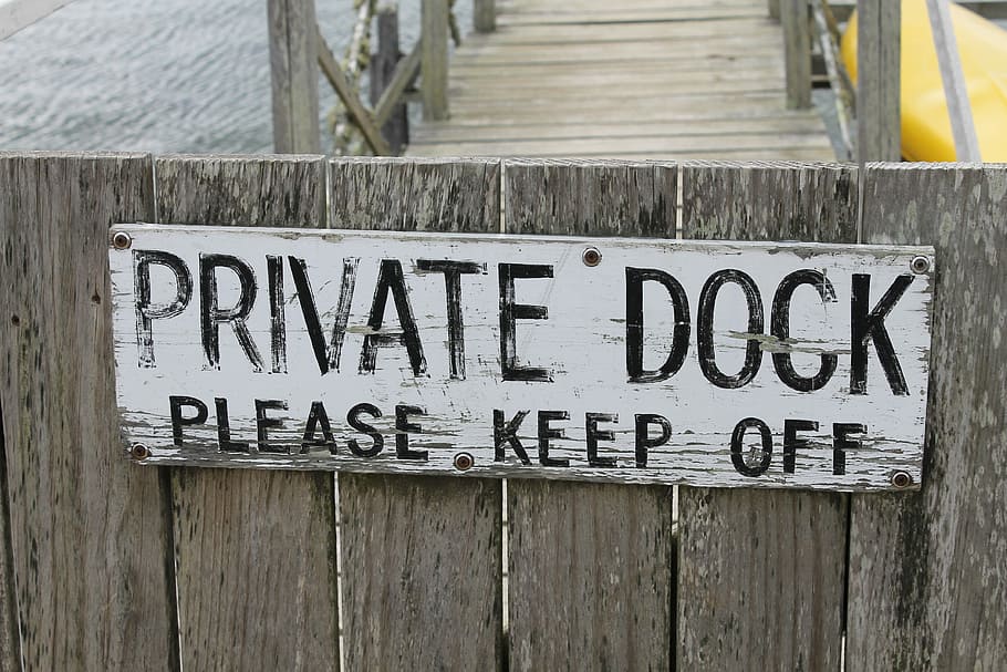 Dock, Water, Gate, Private Property, text, communication, day HD wallpaper