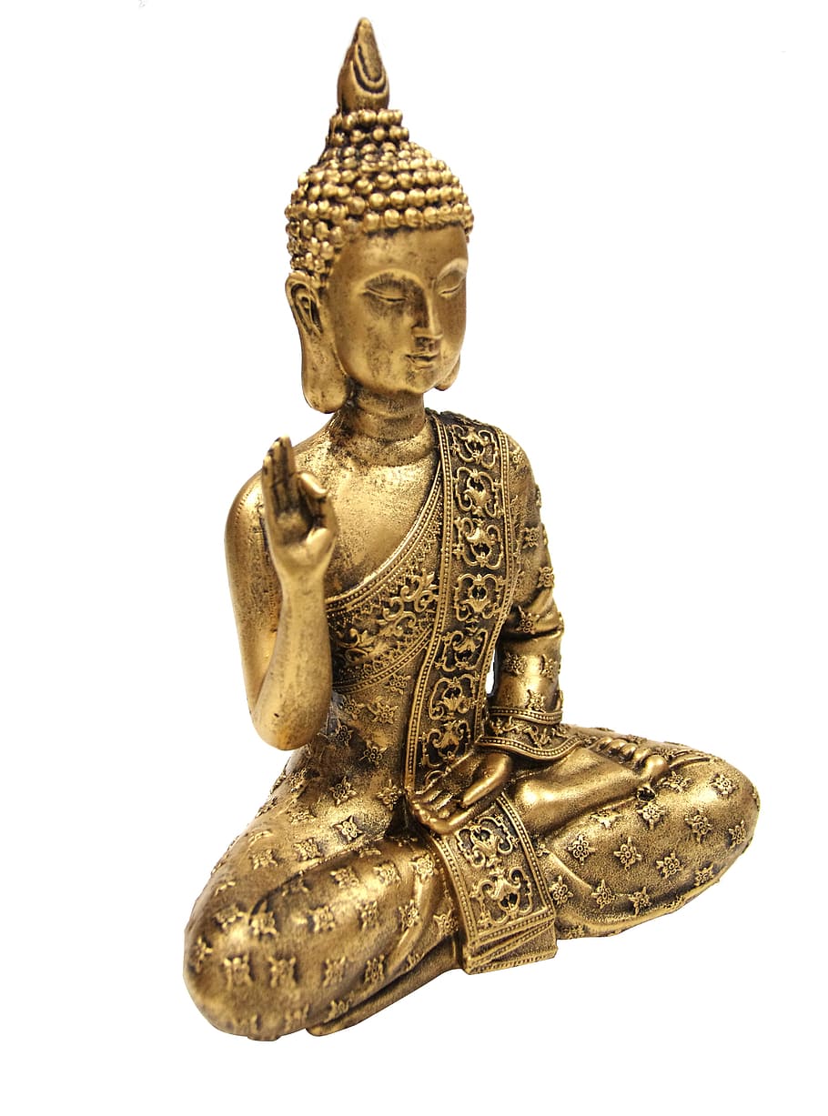 closeup photo of gold Gautama Buddha figurine, decoration, religion HD wallpaper
