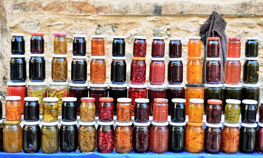 clear glass jar arrangement, Natural, Organic, Food, Macro, Close