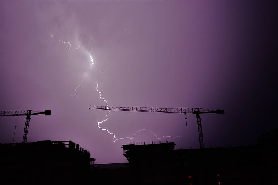 lightning, night, storm, thunderstorm, power in nature, cloud - sky HD wallpaper