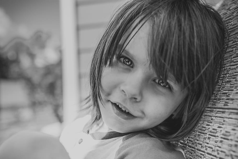 grayscale photo of girl leaning on something, Boy, Model, Child HD wallpaper