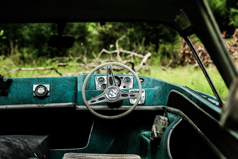 gray car steering wheel, old, transportation, land Vehicle, driving HD wallpaper