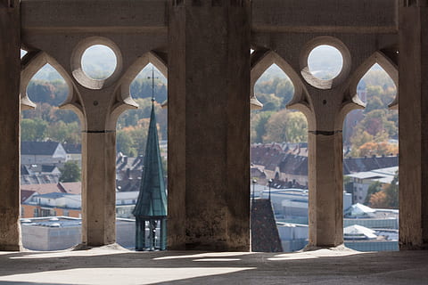 brown concrete pillar, parapet, balcony, east tower, gothic HD wallpaper