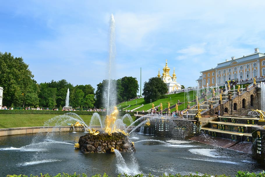 Peterhof, Russia, Petrodvorets, Fountain, palace, park, samson fountain