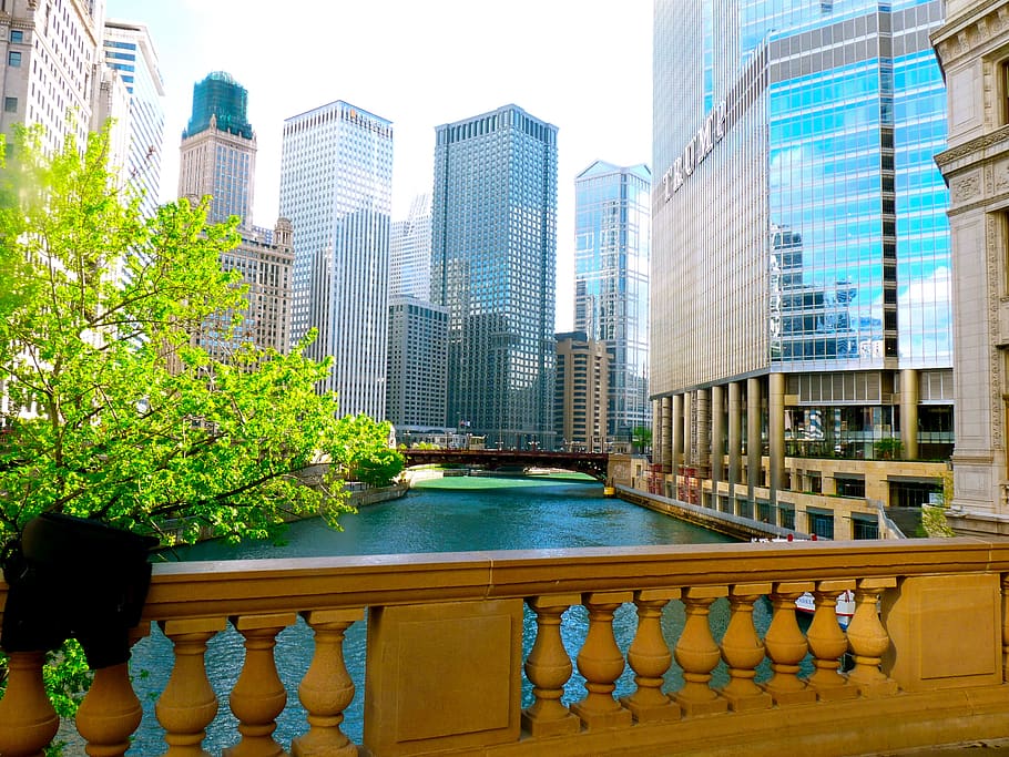 chicago, bridge, river, cityscape, built structure, architecture HD wallpaper