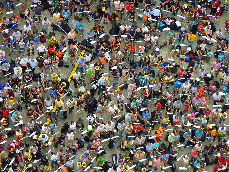 aerial photo of group of people in park, Cathedral Square, Human HD wallpaper