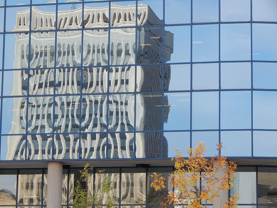building, glass, windows, reflection, architecture, city, urban HD wallpaper