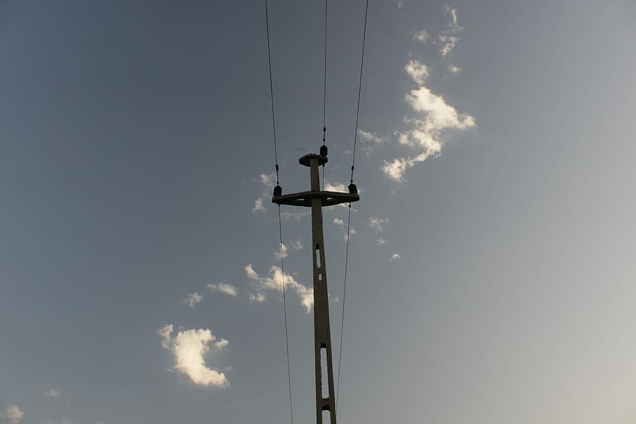 Concrete, High, Voltage, Power, Lines, blue, dark, sky, energy HD wallpaper