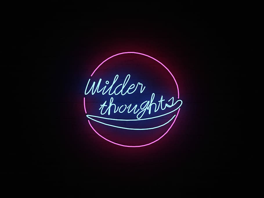 Wilder Thoughts Neon sign, Wilder Thoughts neon light signage, HD wallpaper