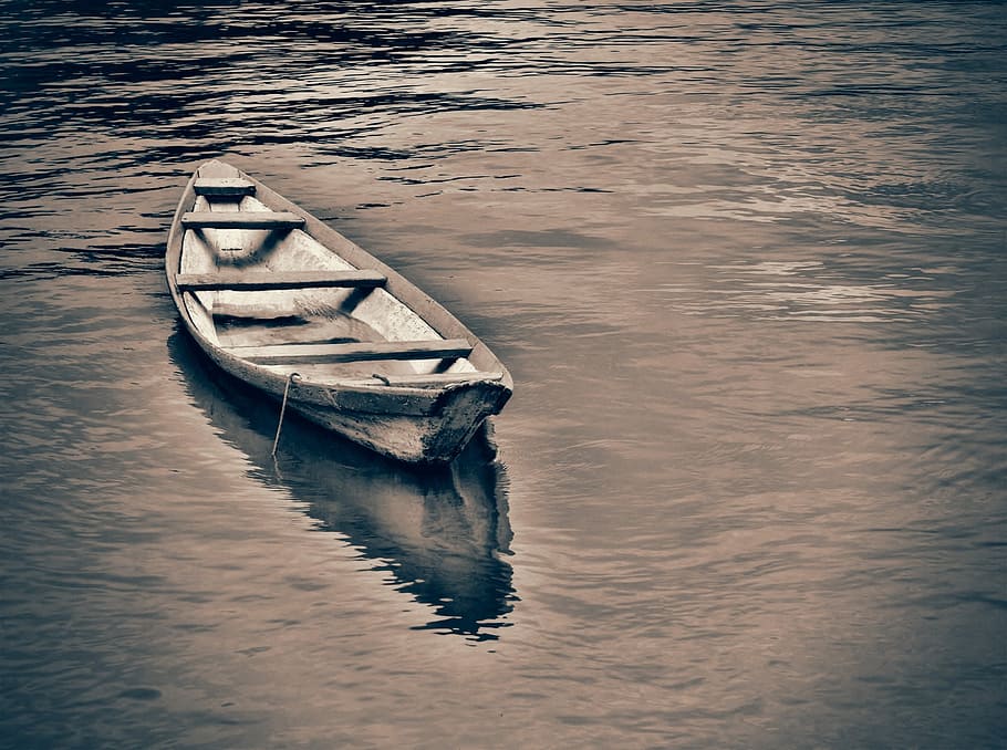 brown boat on water, float, serene, tradition, nautical, marine HD wallpaper