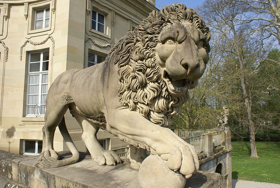 Lion, Stature, Statue, ludwigsburg germany, sculpture, architecture, HD wallpaper