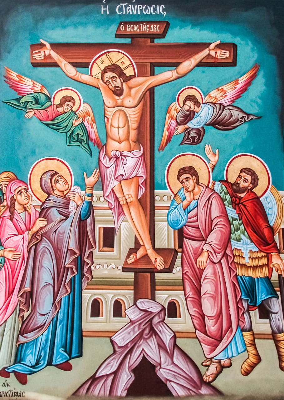 crucifixion, painting, iconography, jesus christ, orthodox, HD wallpaper