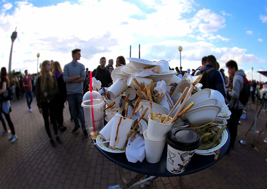 Paper Cup, Garbage Can, Waste, filth, disposable cups, party HD wallpaper