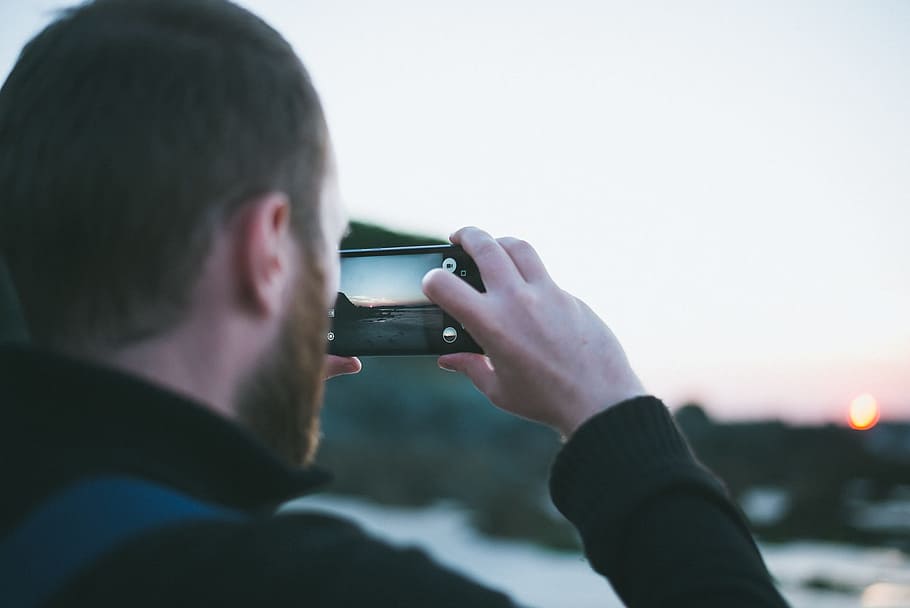 people, man, alone, beard, mobile, phone, camera, photo, view HD wallpaper