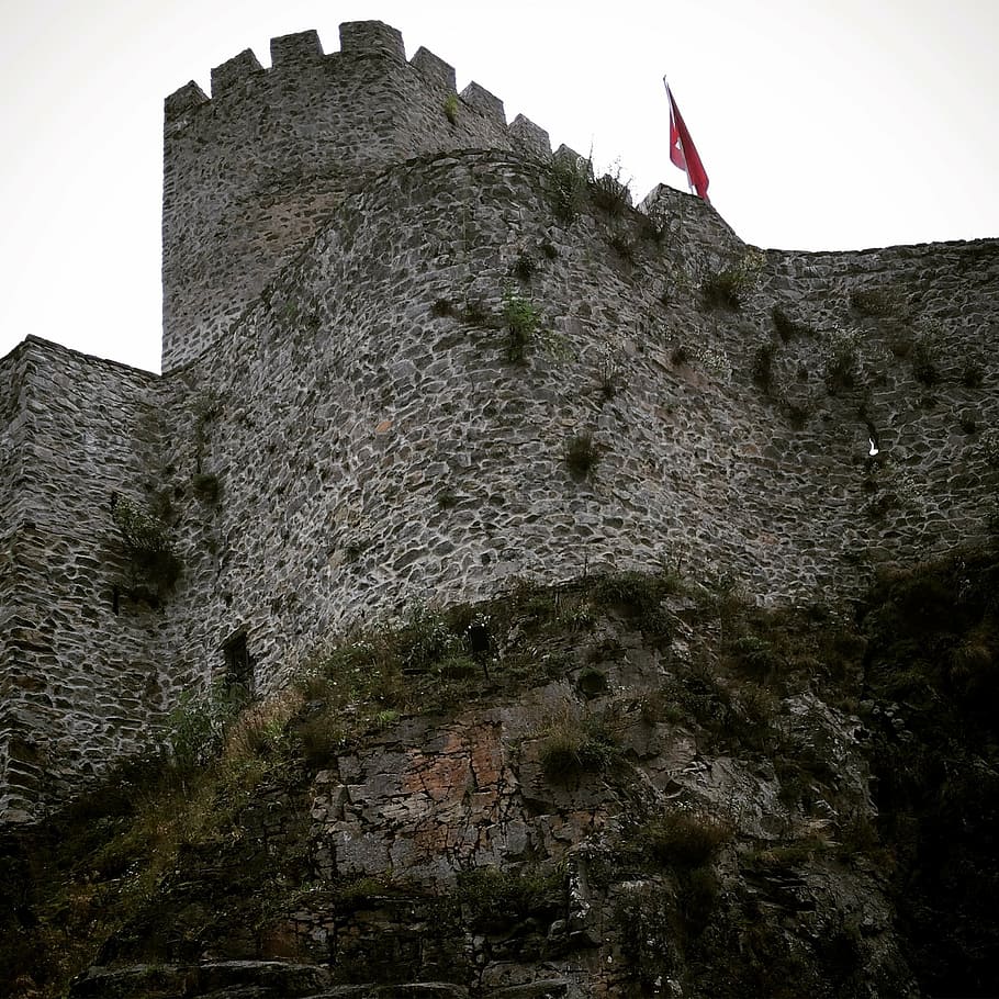 castle, zil castle, turkey, castle ruins, landscape, flag, the castle image, HD wallpaper